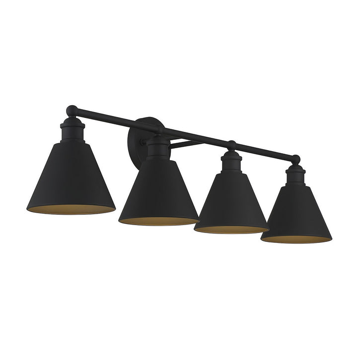 Meridian M80065MBK Four Light Bathroom Vanity Light, Matte Black