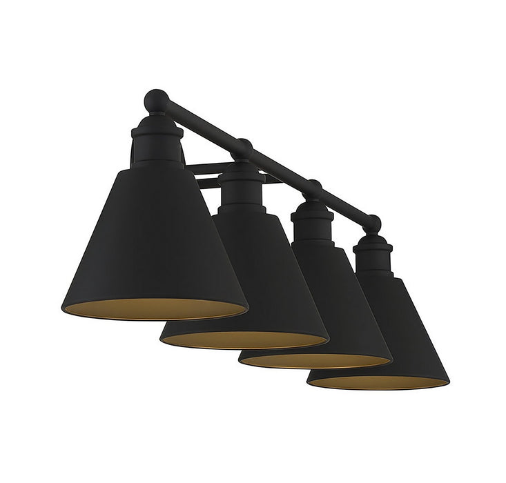 Meridian M80065MBK Four Light Bathroom Vanity Light, Matte Black