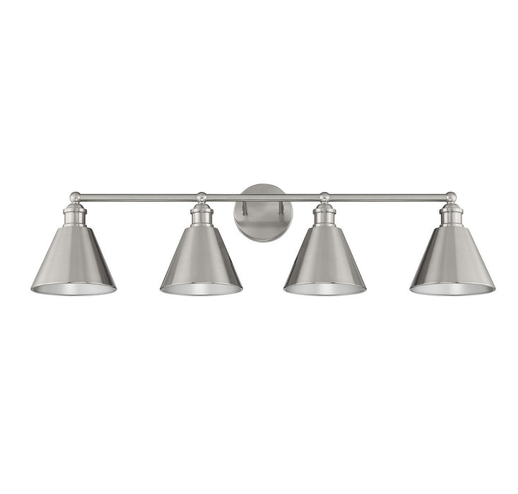 Meridian M80065BN Four Light Bathroom Vanity Light, Brushed Nickel