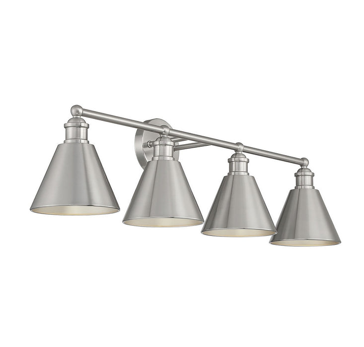 Meridian M80065BN Four Light Bathroom Vanity Light, Brushed Nickel