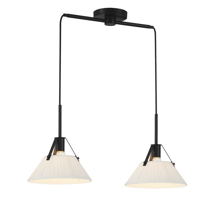 Meridian M100108MBK Two Light Linear Chandelier, Matte Black