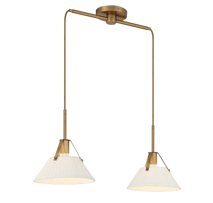 Meridian M100108NB Two Light Chandelier, Natural Brass