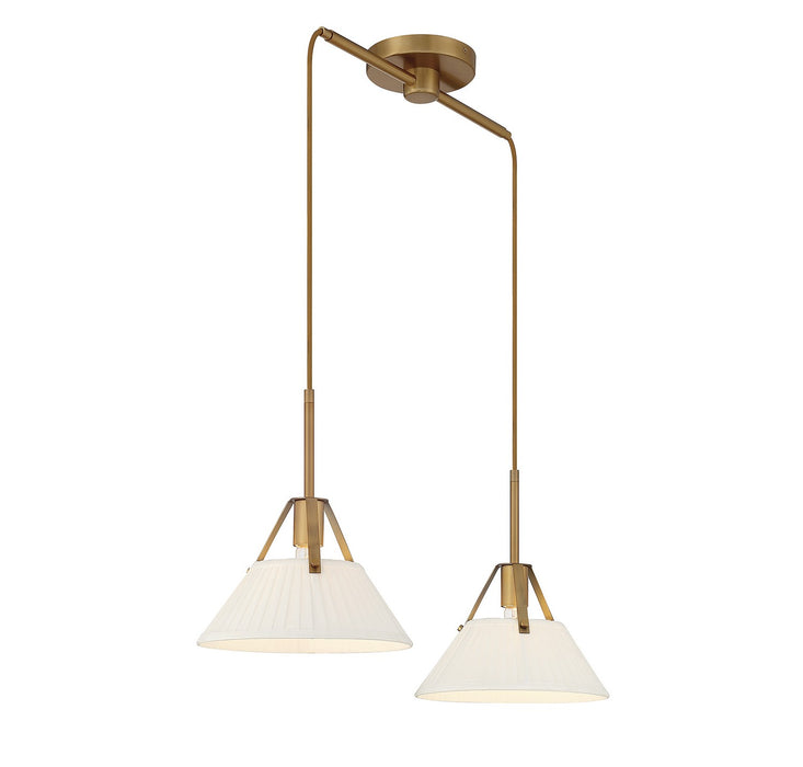 Meridian M100108NB Two Light Chandelier, Natural Brass