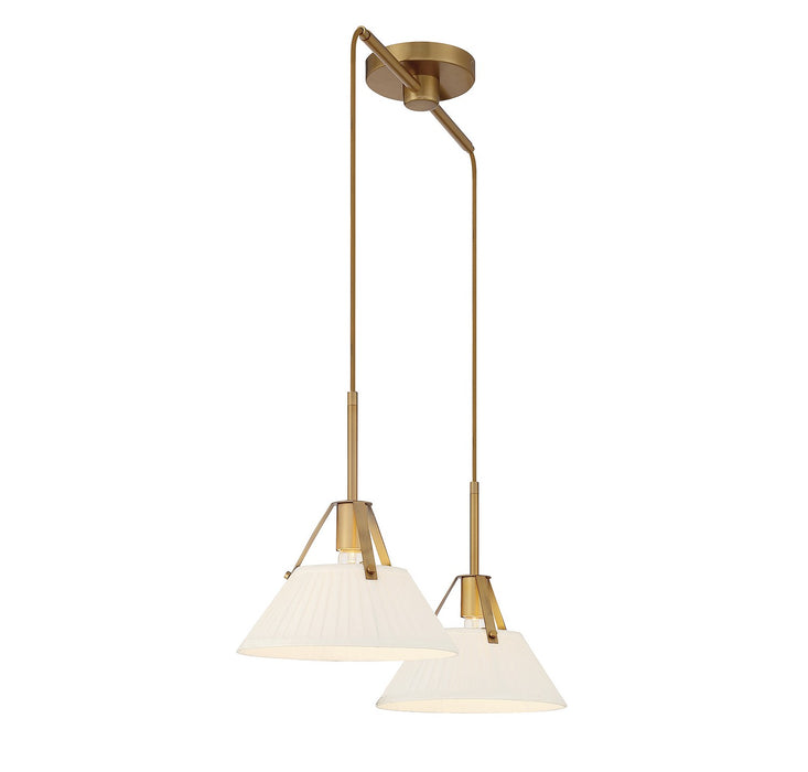 Meridian M100108NB Two Light Chandelier, Natural Brass