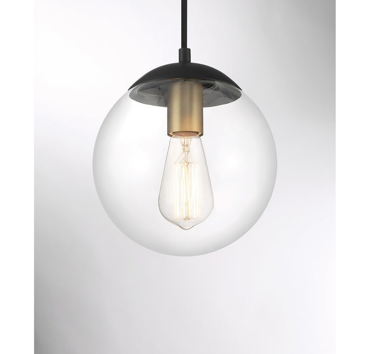 Meridian M100110MBKNB Two Light Chandelier, Matte Black with Natural Brass