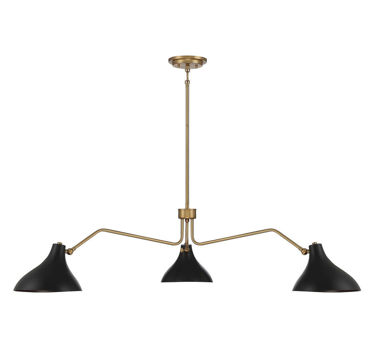 Meridian M7019MBKNB Three Light Pendant, Matte Black with Natural Brass (Display - Final Sale)