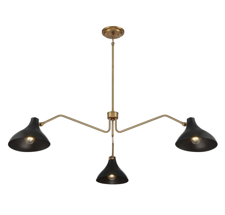 Meridian M7019MBKNB Three Light Pendant, Matte Black with Natural Brass (Display - Final Sale)