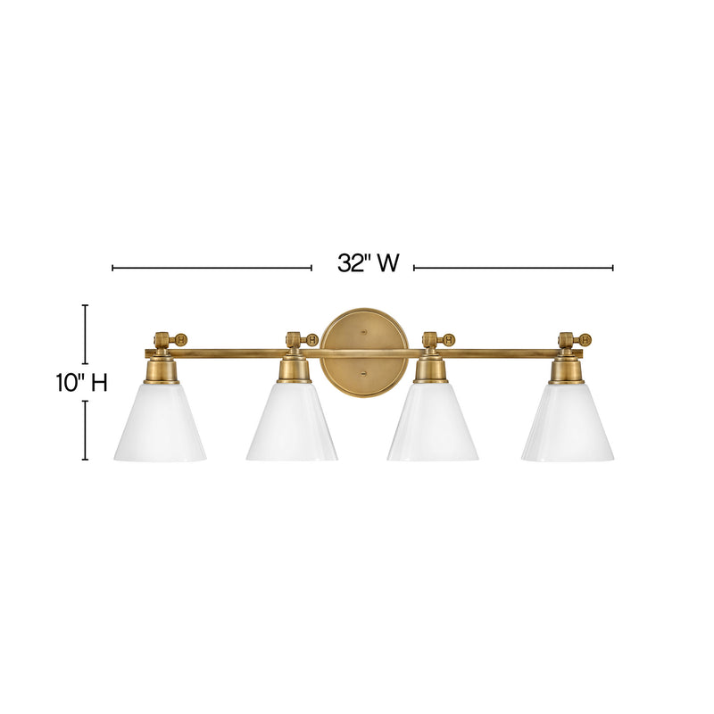 Hinkley 51184HB LED Vanity, Heritage Brass