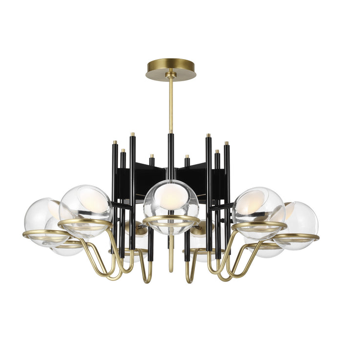 Visual Comfort Modern 700CRBY9BNB-LED927 LED Chandelier, Glossy Black/Natural Brass