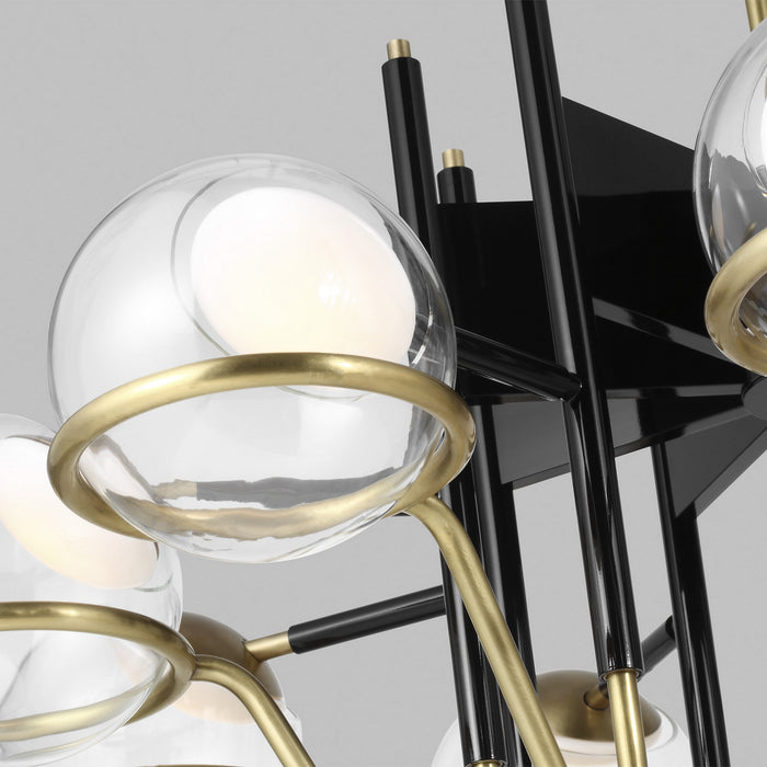 Visual Comfort Modern 700CRBY9BNB-LED927 LED Chandelier, Glossy Black/Natural Brass