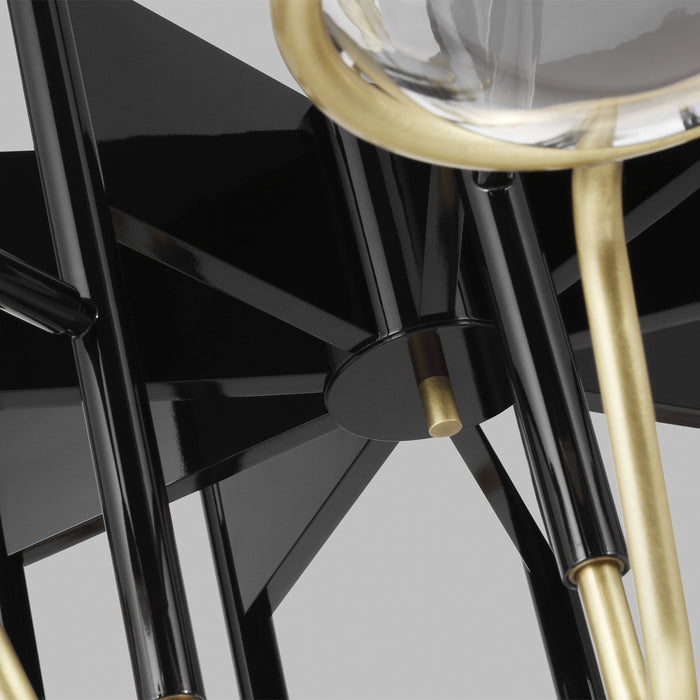 Visual Comfort Modern 700CRBY9BNB-LED927 LED Chandelier, Glossy Black/Natural Brass