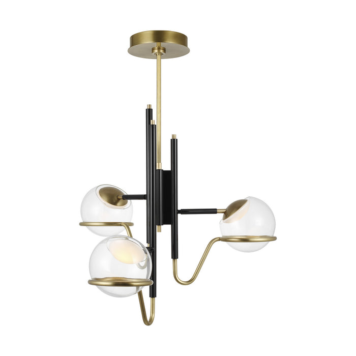 Visual Comfort Modern 700TDCRBY3BNB-LED927 LED Pendant, Glossy Black/Natural Brass