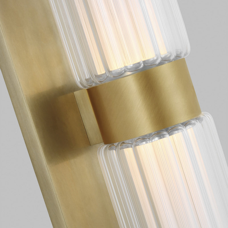 Visual Comfort Modern 700WSLGSN18BR-LED927-277 LED Wall Sconce, Plated Brass