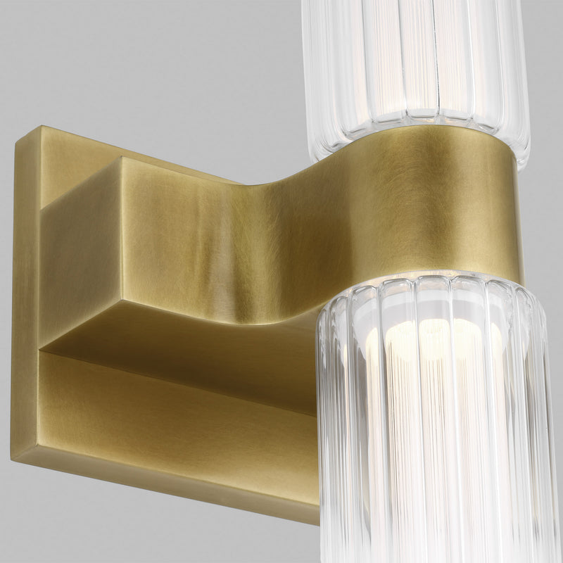 Visual Comfort Modern 700BCLGSN23BR-LED927-277 LED Bath Sconce, Plated Brass