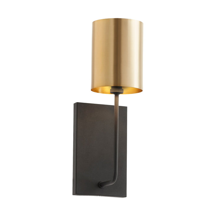 Quorum 557-1-6980 One Light Wall Mount, Textured Black w/ Aged Brass