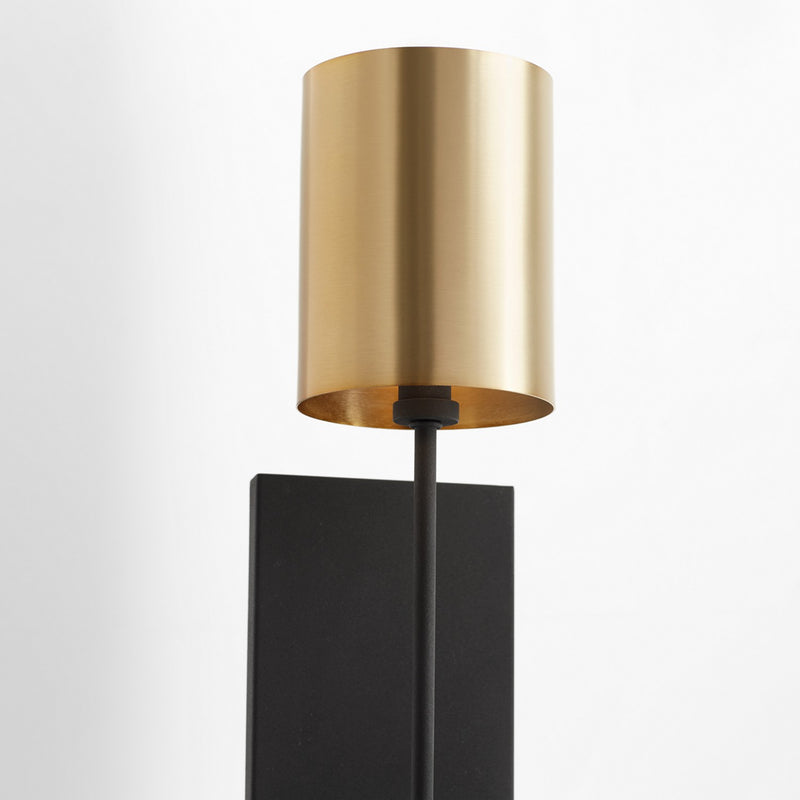 Quorum 557-1-6980 One Light Wall Mount, Textured Black w/ Aged Brass