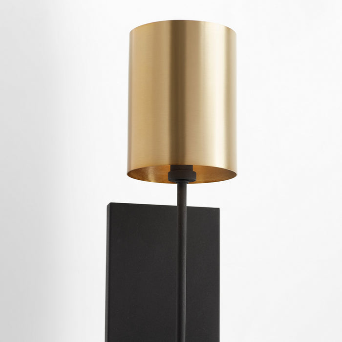 Quorum 557-1-6980 One Light Wall Mount, Textured Black w/ Aged Brass