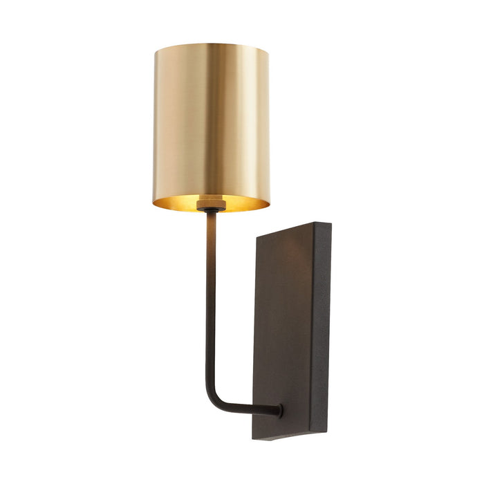 Quorum 557-1-6980 One Light Wall Mount, Textured Black w/ Aged Brass