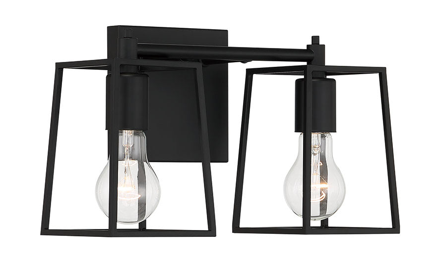 Craftmade 12113FB2 Two Light Vanity, Flat Black
