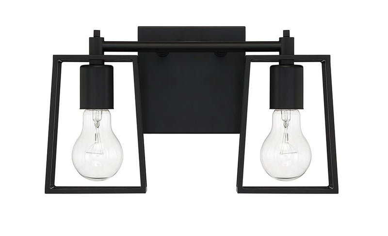 Craftmade 12113FB2 Two Light Vanity, Flat Black