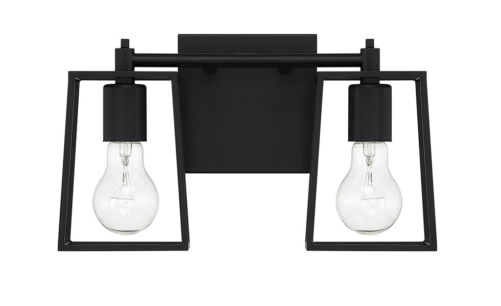 Craftmade 12113FB2 Two Light Vanity, Flat Black