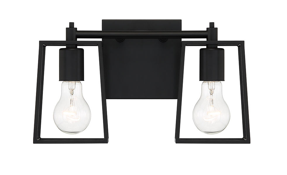 Craftmade 12113FB2 Two Light Vanity, Flat Black