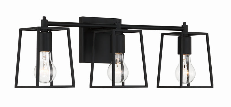 Craftmade 12123FB3 Three Light Vanity, Flat Black