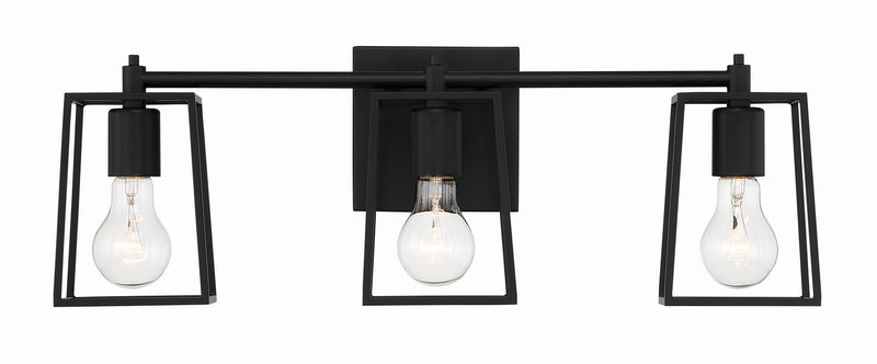 Craftmade 12123FB3 Three Light Vanity, Flat Black