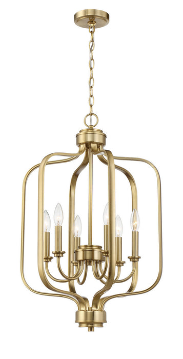 Craftmade 50536-SB Six Light Foyer Chandelier, Satin Brass