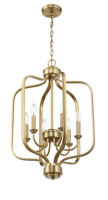 Craftmade 50536-SB Six Light Foyer Chandelier, Satin Brass