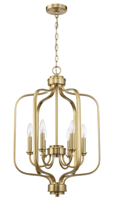 Craftmade 50536-SB Six Light Foyer Chandelier, Satin Brass