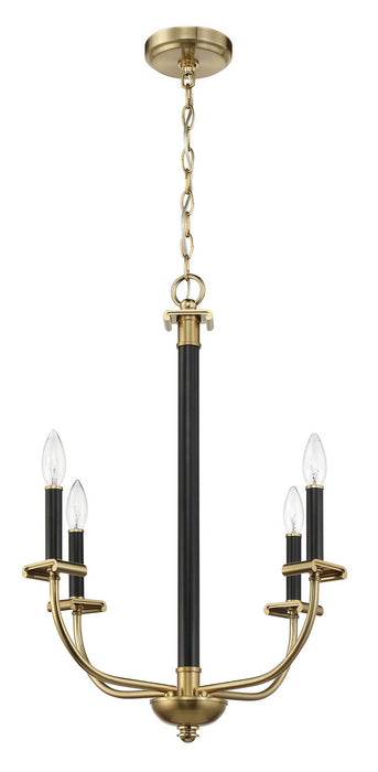 Craftmade 54824-FBSB Four Light Chandelier, Flat Black/Satin Brass