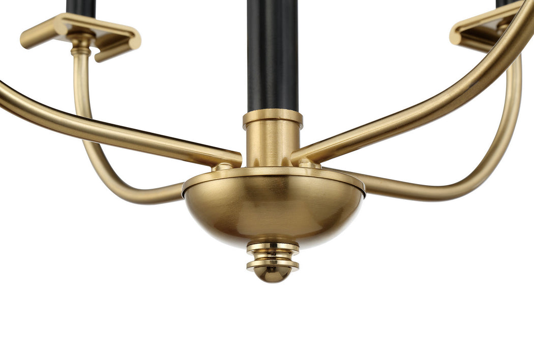 Craftmade 54824-FBSB Four Light Chandelier, Flat Black/Satin Brass