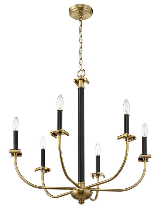 Craftmade 54826-FBSB Six Light Chandelier, Flat Black/Satin Brass