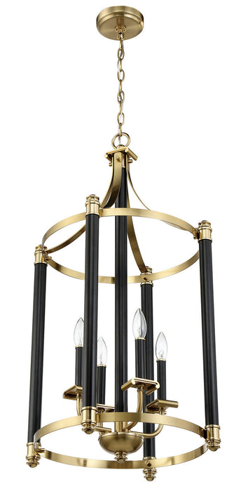 Craftmade 54834-FBSB Four Light Foyer Pendant, Flat Black/Satin Brass