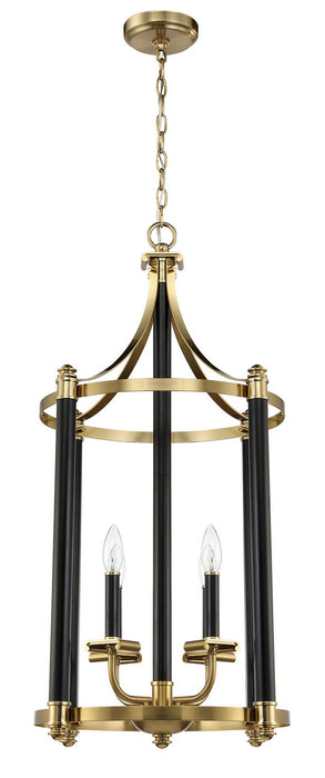 Craftmade 54834-FBSB Four Light Foyer Pendant, Flat Black/Satin Brass