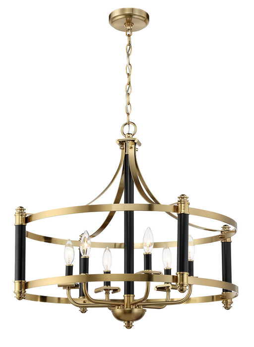 Craftmade 54896-FBSB Six Light Pendant, Flat Black/Satin Brass