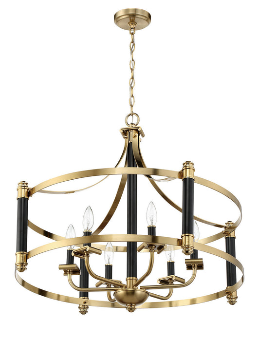 Craftmade 54896-FBSB Six Light Pendant, Flat Black/Satin Brass