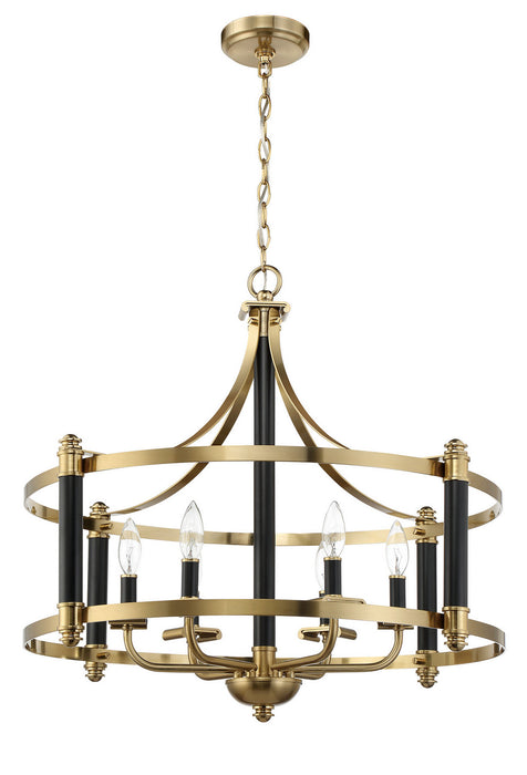 Craftmade 54896-FBSB Six Light Pendant, Flat Black/Satin Brass