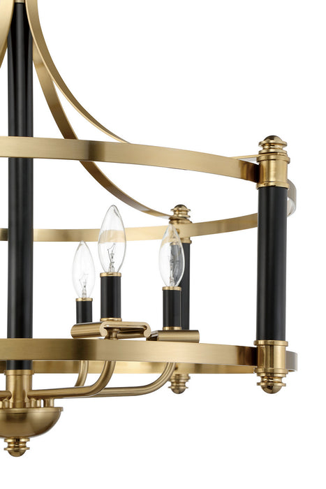 Craftmade 54896-FBSB Six Light Pendant, Flat Black/Satin Brass