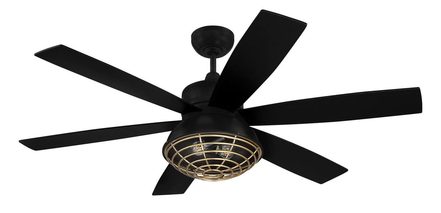 Craftmade RGD52FBSB6 52"Ceiling Fan, Flat Black/Satin Brass