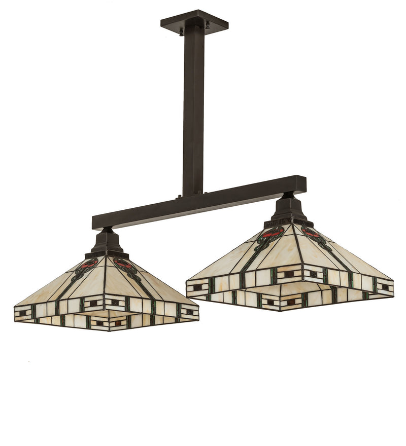 Meyda Tiffany 247409 Two Light Island Pendant, Craftsman Brown