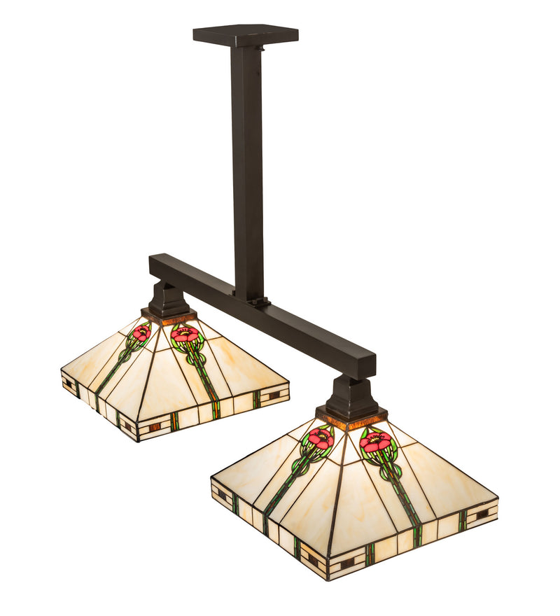 Meyda Tiffany 247409 Two Light Island Pendant, Craftsman Brown