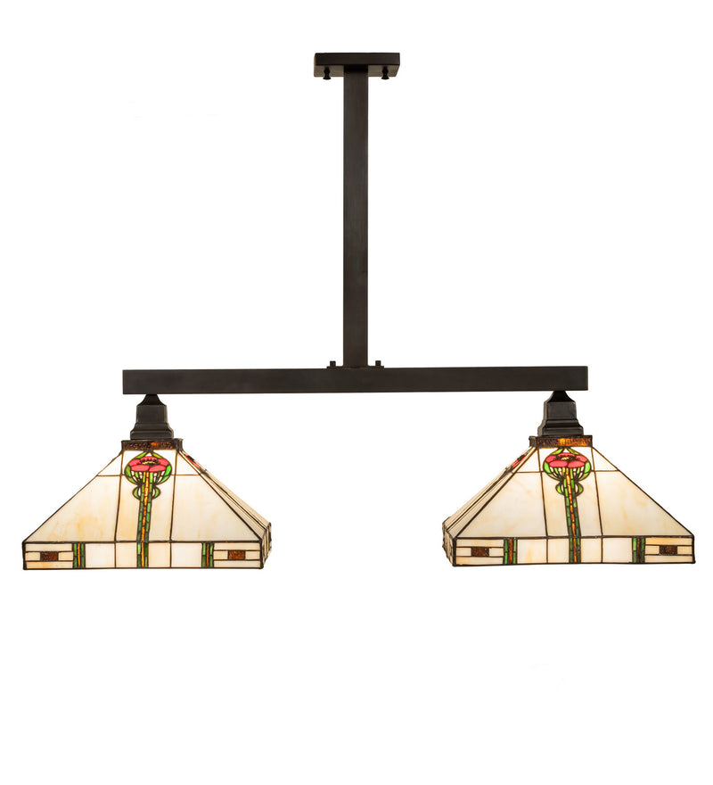 Meyda Tiffany 247409 Two Light Island Pendant, Craftsman Brown