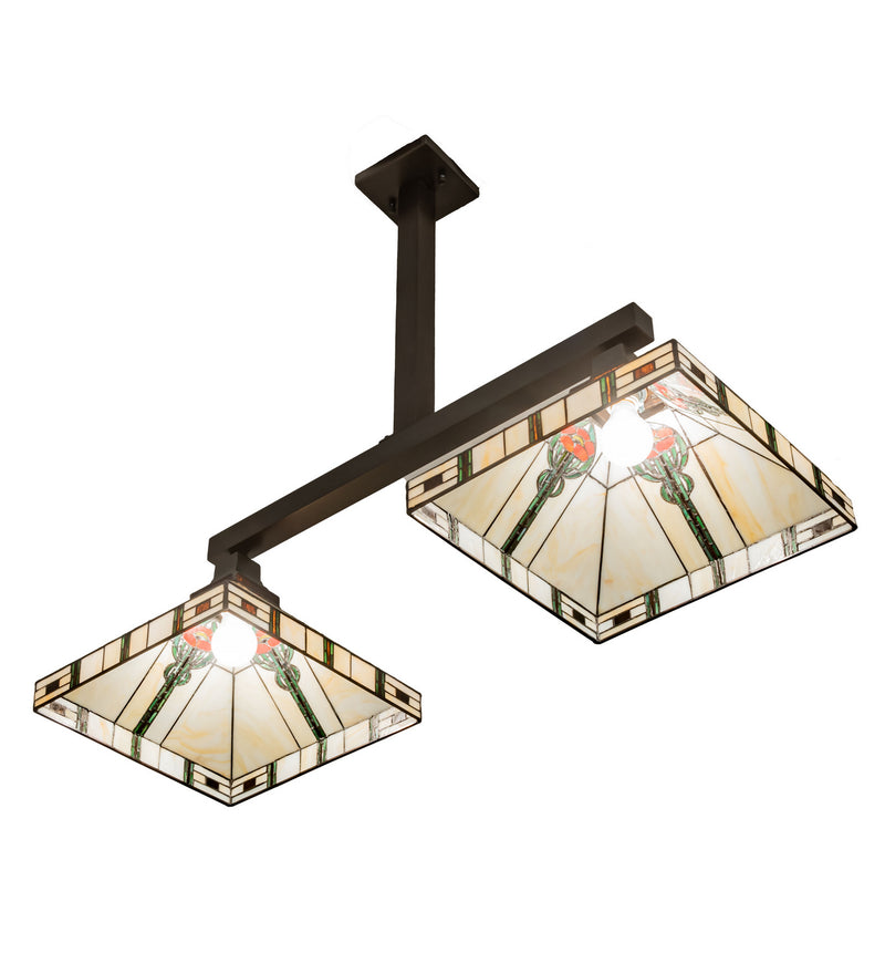 Meyda Tiffany 247409 Two Light Island Pendant, Craftsman Brown
