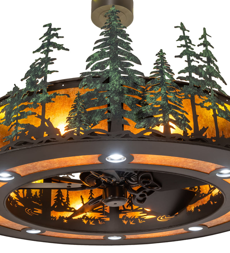 Meyda Tiffany 247515 20 Light Chandel-Air, Wrought Iron/Green Trees