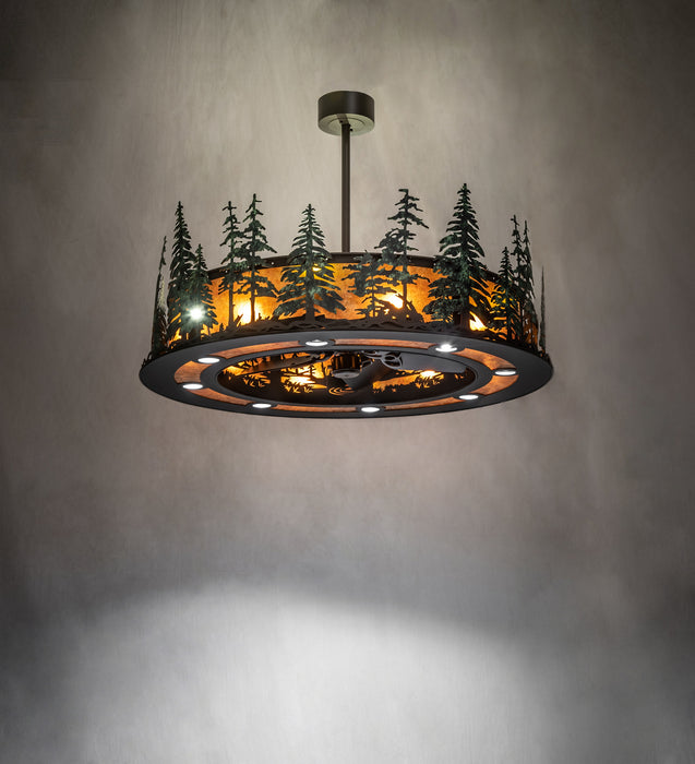 Meyda Tiffany 247515 20 Light Chandel-Air, Wrought Iron/Green Trees