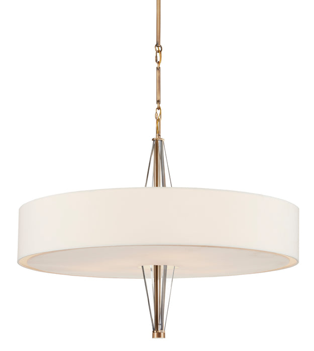 Currey and Company 9000-0828 Six Light Chandelier, Antique Brass/Clear/Off White