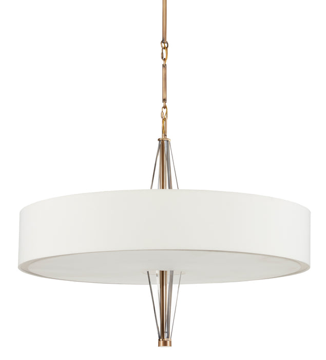 Currey and Company 9000-0828 Six Light Chandelier, Antique Brass/Clear/Off White