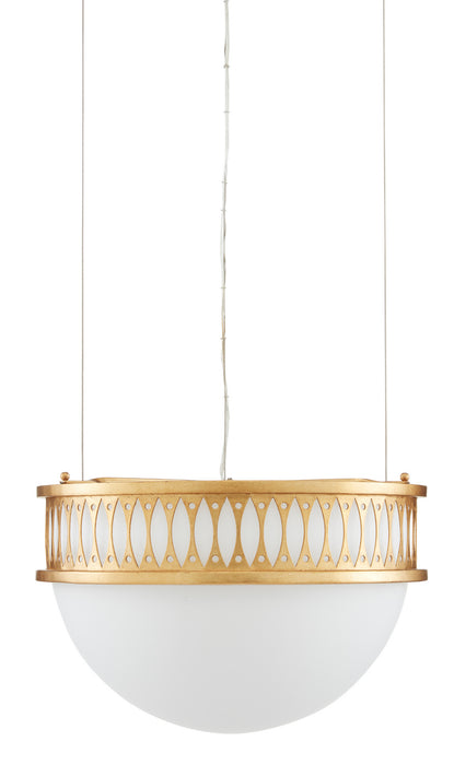 Currey and Company 9000-0834 One Light Pendant, Contemporary Gold Leaf/Painted Contemporary Gold